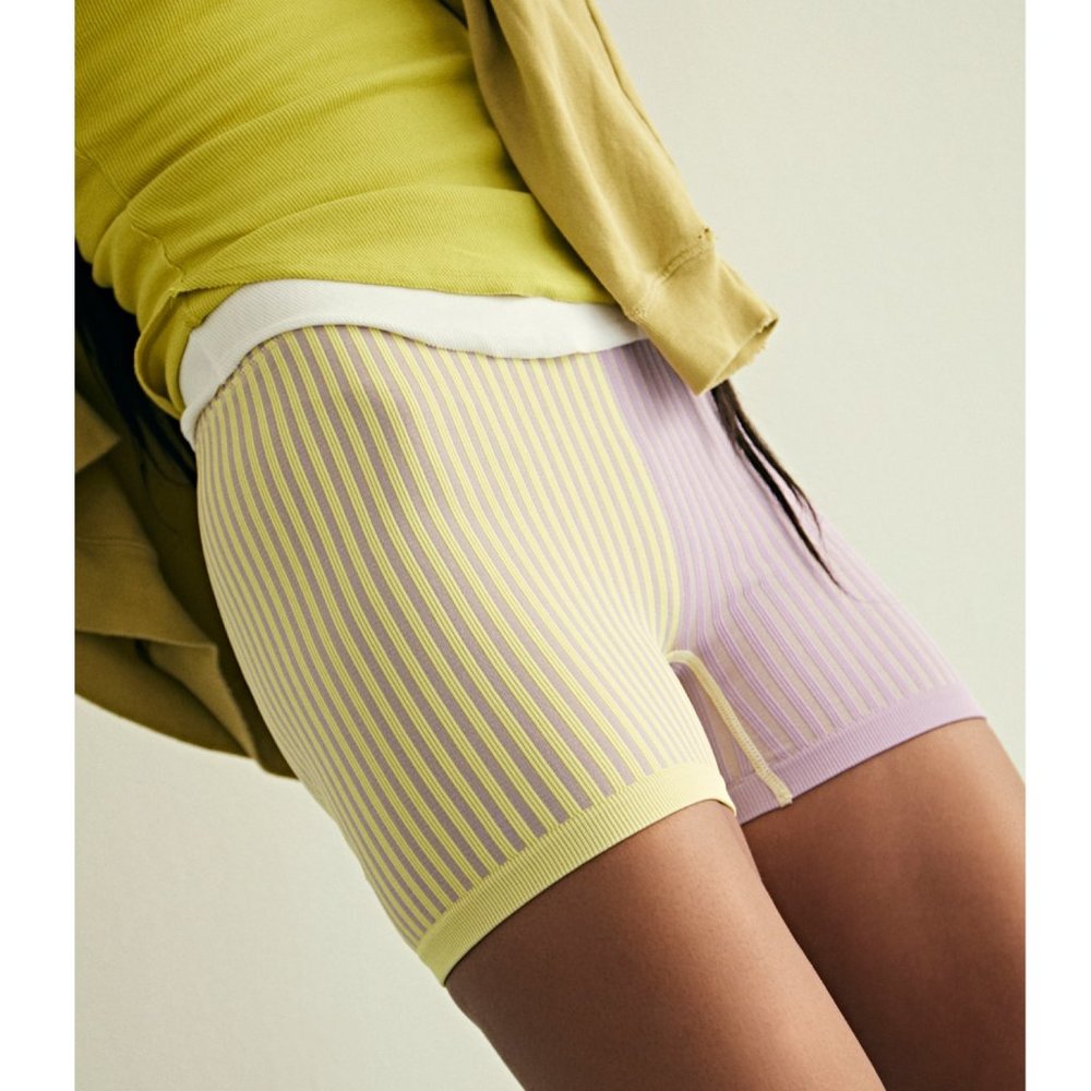 🎉LAST CHANCE🎉 NWT FP Movement Stripe Mixing Short / Yellow + Purple Combo - Picture 4 of 5